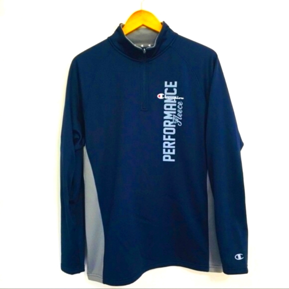 Champion Double Dry Performance Fleece Quarter Zip Graphic Pullover Mens Large